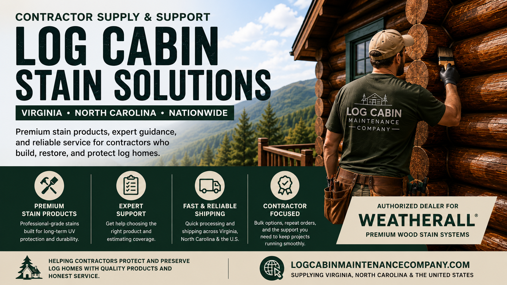 Contractor Log Cabin Stain Supplier for Virginia, North Carolina & the ...
